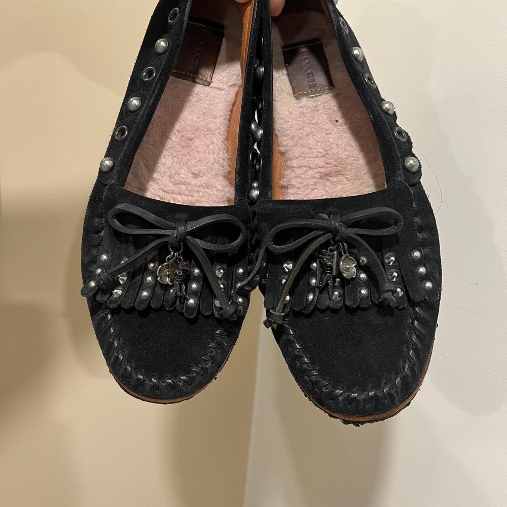 2010s Coach Rexy Roccasin Slip-On Western Moccasin in black suede size 8